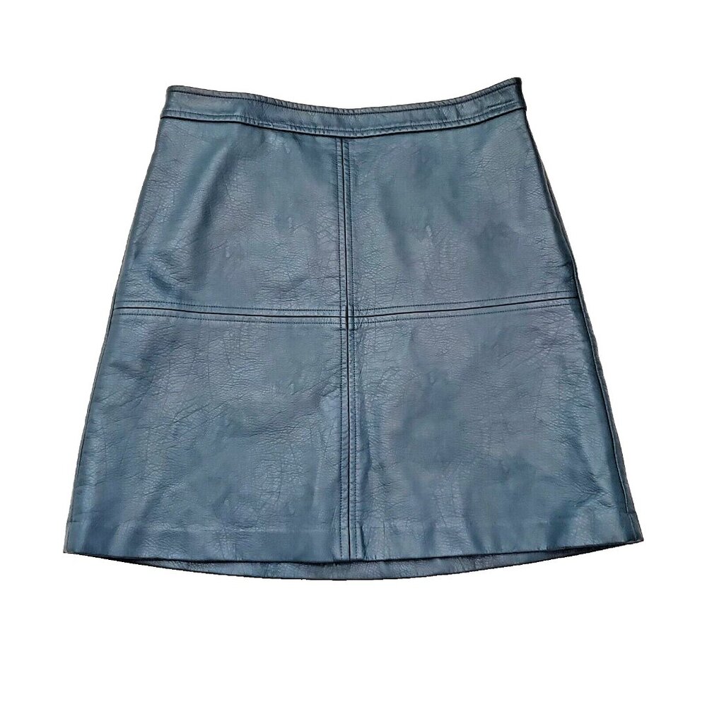 Women's Green Faux Leather Skirt Size 0 The Limited Side Zip Mini